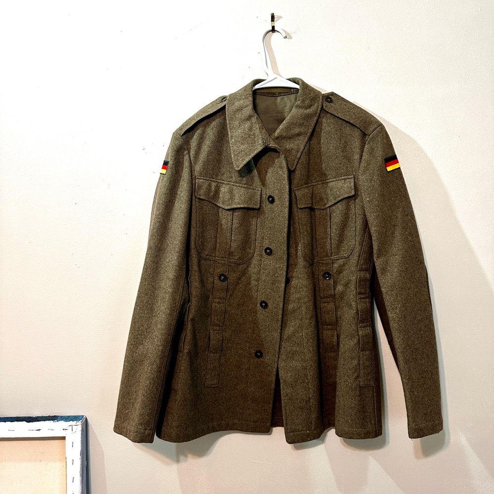 Men's Green Brown Military Style Jacket